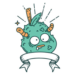 banner with tattoo style rotten pear
