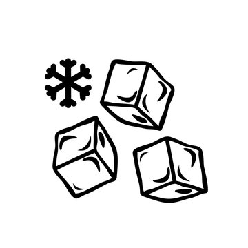 Three ice cubes. Stock vector icon.