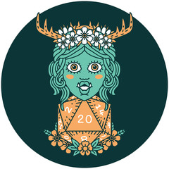 half orc druid with natural twenty dice roll icon