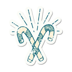 Fototapeta premium grunge sticker of tattoo style candy canes