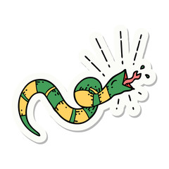 sticker of tattoo style hissing snake