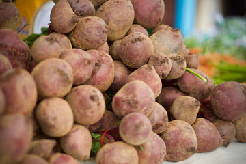 red apples in a market