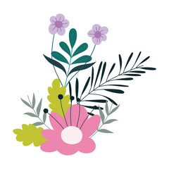 flowers leaves foliage nature decoration isolated icon
