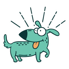 traditional tattoo style happy dog