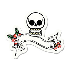 Fototapeta premium grunge sticker with banner of a skull