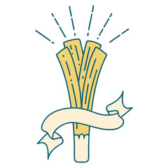 banner with tattoo style leek