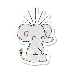 grunge sticker of tattoo style cute elephant