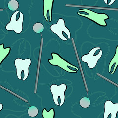 Medical seamless pattern, dentistry.