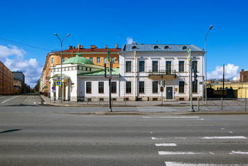 Naklejka premium The chapel of the icon of the mother of God of all who mourn is the joy and courtyard of the Valaam Savior Transfiguration Monastery. St. Petersburg. Russia