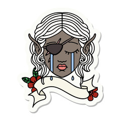 crying elf rogue character face sticker
