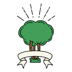 banner with tattoo style tree