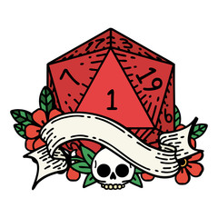 natural one d20 dice roll illustration