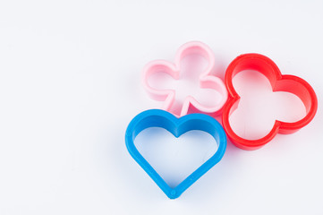 Colorful cookie cutter isolated on white background.Copy space