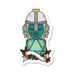 half orc fighter with natural 20 dice roll sticker