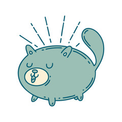 traditional tattoo style happy cat