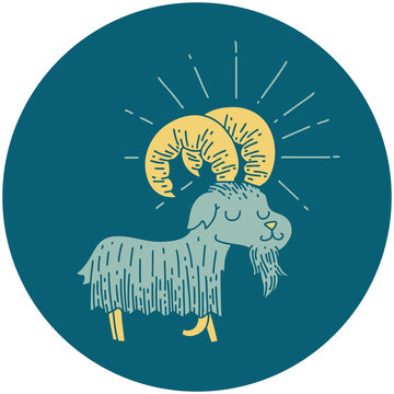 Icon Of Tattoo Style Happy Goat