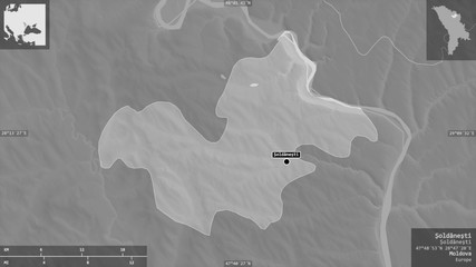 Şoldăneşti, Moldova - composition. Grayscale