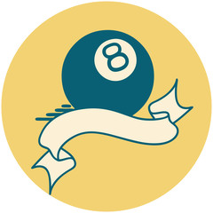 icon with banner of a 8 ball