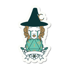 crying human witch with natural one roll sticker