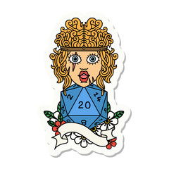 human barbarian with natural 20 dice roll sticker