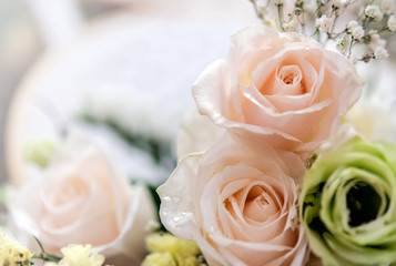 Bouquet of fresh roses, flower bright background.