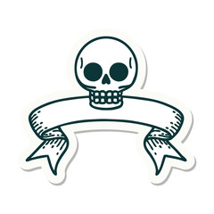 Obraz na płótnie Canvas tattoo sticker with banner of a skull