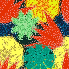 Zelfklevend Fotobehang Floral repeat pattern dots and lines © Agata