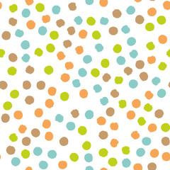 Scattered colorful brush dots. Seamless background pattern. Abstract vector wallpaper