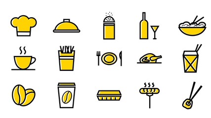 
Restaurant and cafe icons set on white background
.vector illustration
