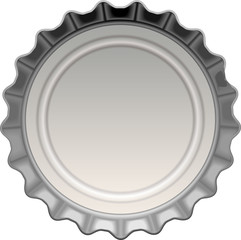 R&uuml;ckseite eines silberfarbenen Kronkorkenverschlusses als realistische Vektorzeichnung