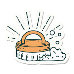 sticker of tattoo style scrubbing brush