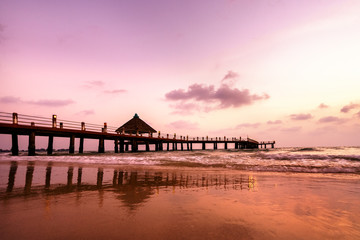 Fototapeta na wymiar Sunset at Independence beach, Sihanoukville, Cambodia.