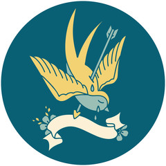 icon with banner of a swallow crying