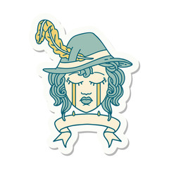 crying human bard with banner sticker