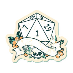 natural one d20 dice roll illustration