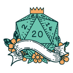 natural twenty D20 dice roll illustration
