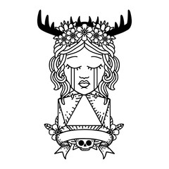 crying human druid with natural one roll illustration