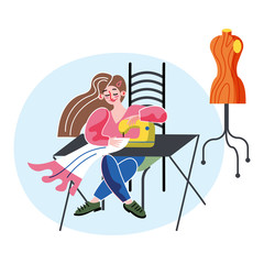 Vector character illustration of woman hobby