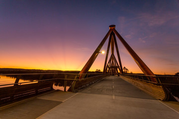 Fototapeta na wymiar Yandhai Nepean Crossing bridge at sunset
