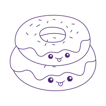 kawaii sweet donuts cute cartoon isolated icon