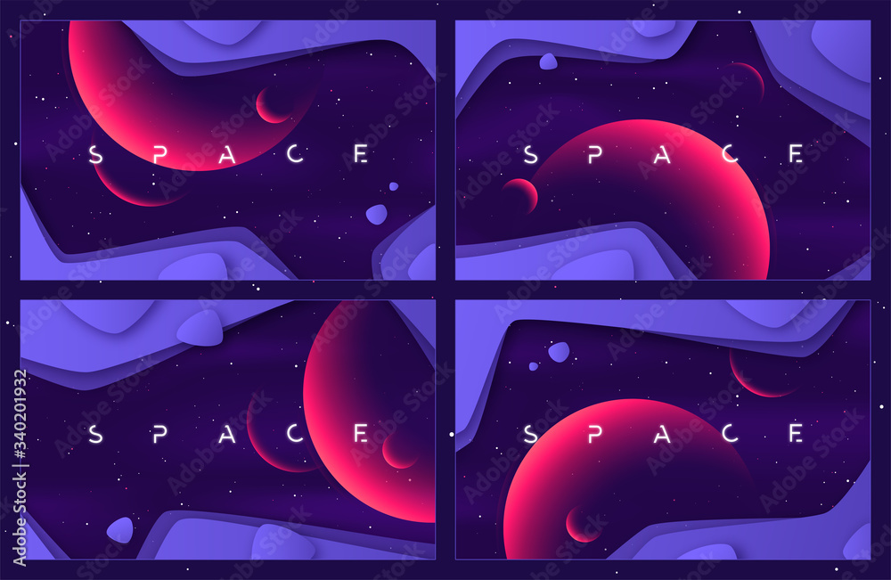 Wall mural set of vector abstract backgrounds on the theme of outer space