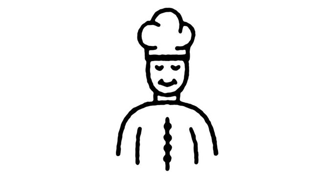 Hand drawn sketch icon animation for cooking show to use as video design element. Minimalistic symbol made for motion graphic, can be used as loop item, has alpha channel.