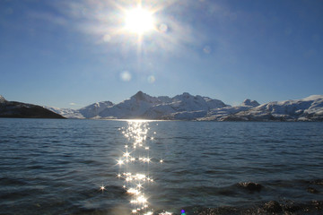sunset, sky, sun, sunrise, nature, clouds,  landscape, evening, light, sea, cloud, blue beautiful, horizon, red, sunlight, mountain view, ocean tromso troms&oslash;  water travel tourism sea coast nature 