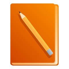 Notebook with pencil icon. Cartoon of notebook with pencil vector icon for web design isolated on white background