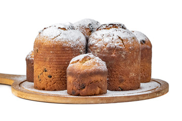 Homemade Easter cake, paska isolated on white background