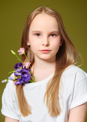 Fototapeta premium portrait of little model girl in studio