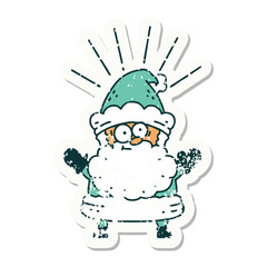 grunge sticker of tattoo style santa claus christmas character