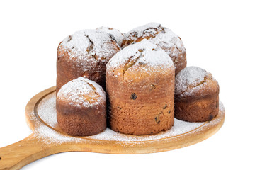 Homemade Easter cake, paska isolated on white background