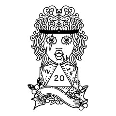 human barbarian with natural twenty dice roll illustration