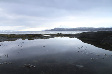 sunset, sky, sun, sunrise, nature, clouds,  landscape, evening, light, sea, cloud, blue beautiful, horizon, red, sunlight, mountain view, ocean tromso tromsø  water travel tourism sea coast nature 